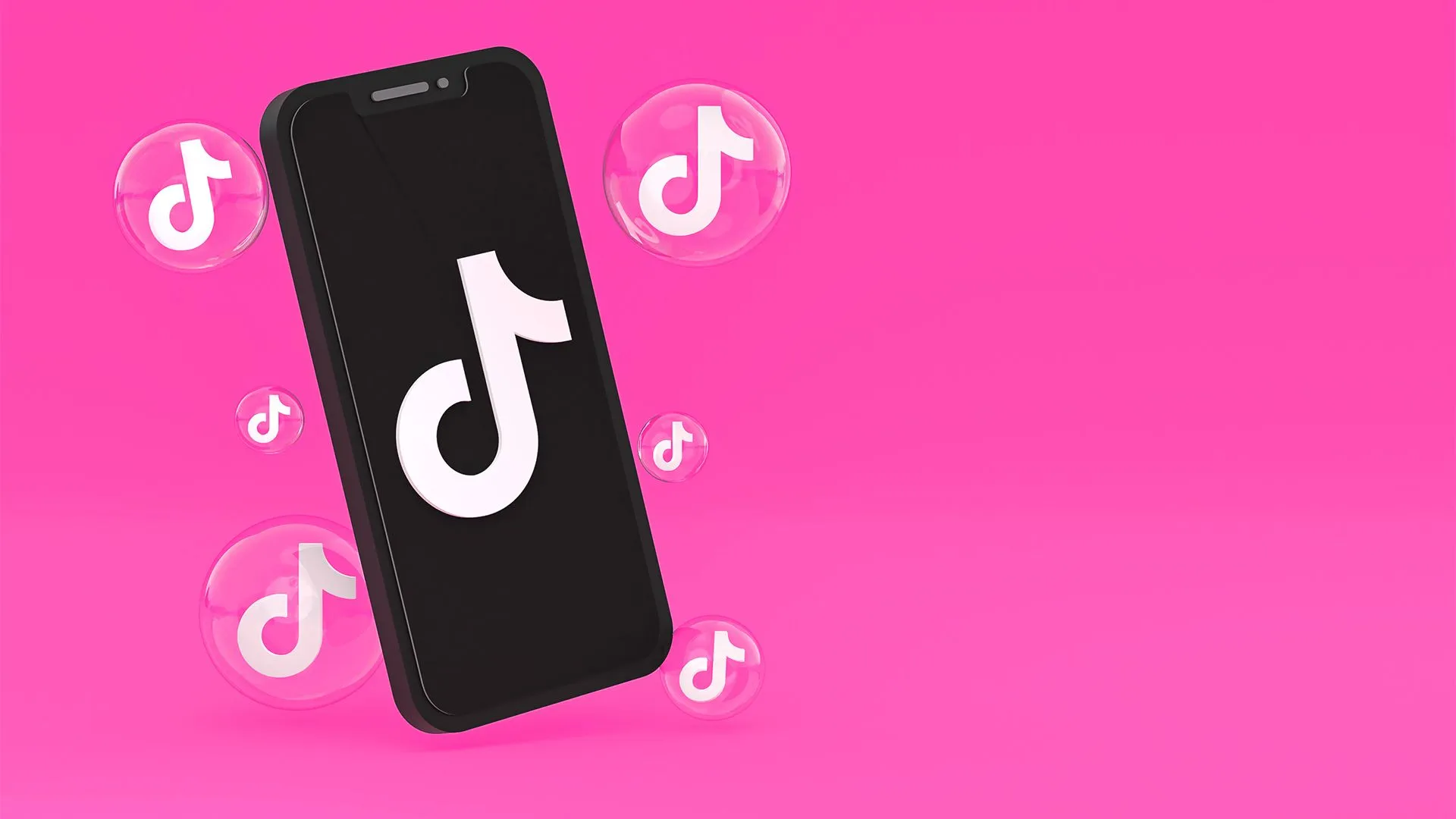 Phone with floating TikTok Logos, Background Image